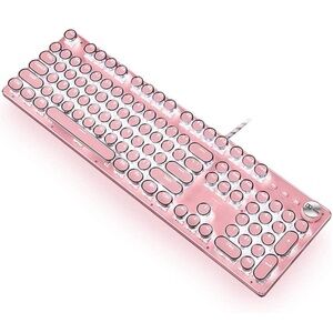 pink mechanical typewriter style round keys keyboard